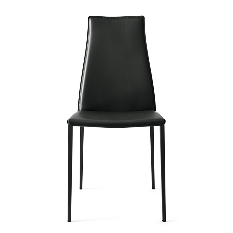 Aida Sleek Black Leather and Metal Upholstered Dining Chair