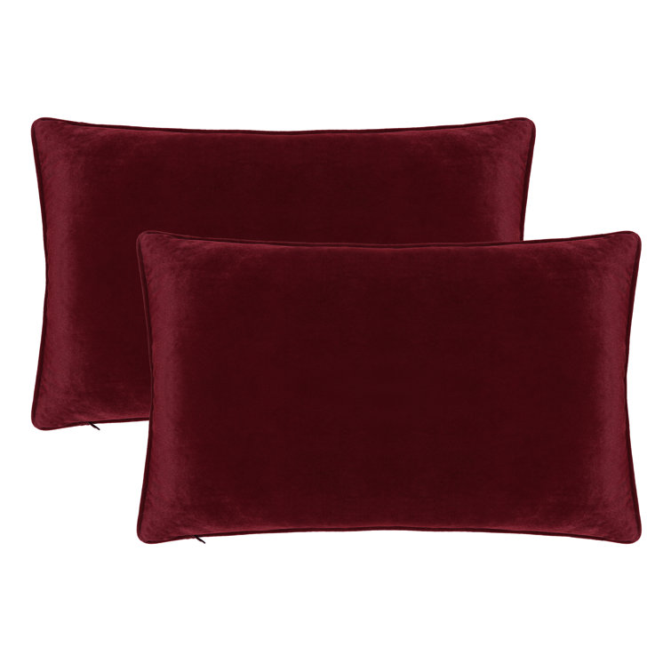 Wine Red 20" x 20" Velvet Throw Pillow Covers Set