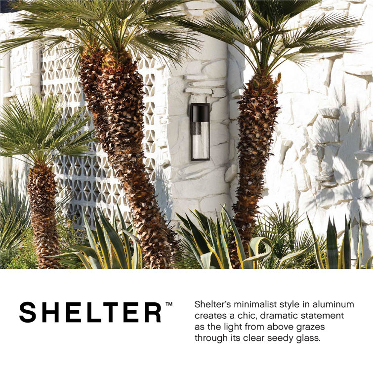 Black Seedy Glass 18" LED Outdoor Wall Mount with Dimmable Light