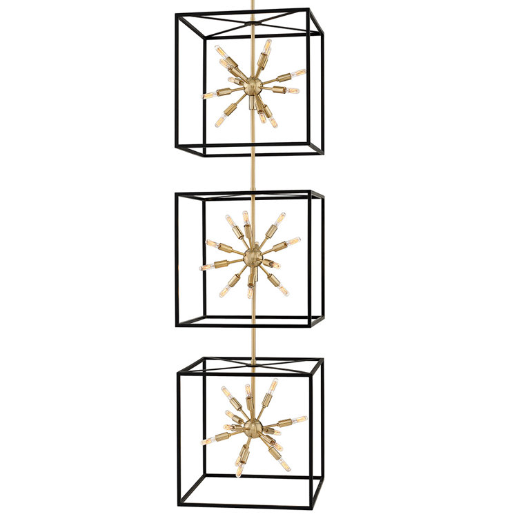 Aros Black Brass 36-Light Mid-Century Modern Chandelier