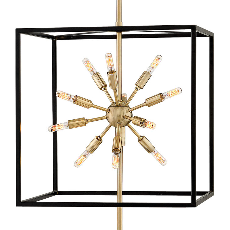 Aros Black Brass 36-Light Mid-Century Modern Chandelier