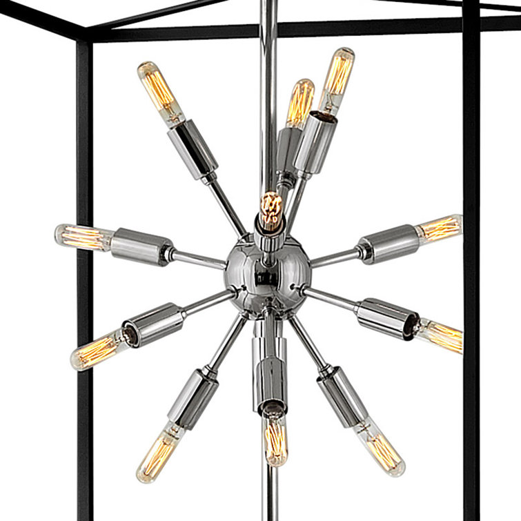 Aros Black and Nickel 36-Light Mid-Century Modern Cage Chandelier
