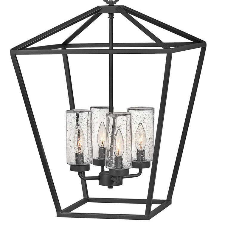 Museum Black Alford Place 4-Light LED Outdoor Lantern with Clear Seedy Glass