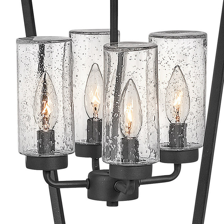 Museum Black Alford Place 4-Light LED Outdoor Lantern with Clear Seedy Glass