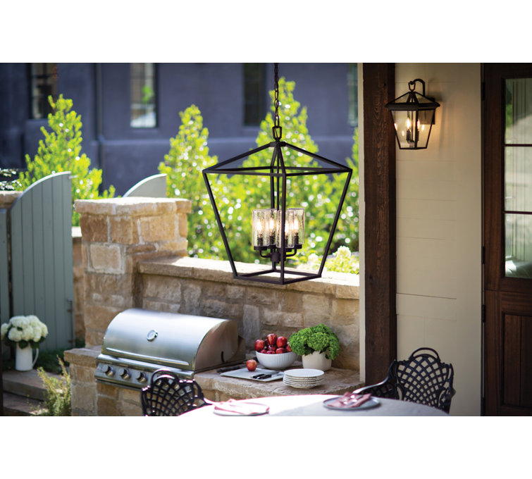Museum Black Alford Place 4-Light LED Outdoor Lantern with Clear Seedy Glass