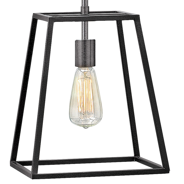 Aged Zinc Mini Pendant Light with Glass Shade