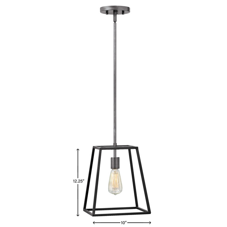 Aged Zinc Mini Pendant Light with Glass Shade