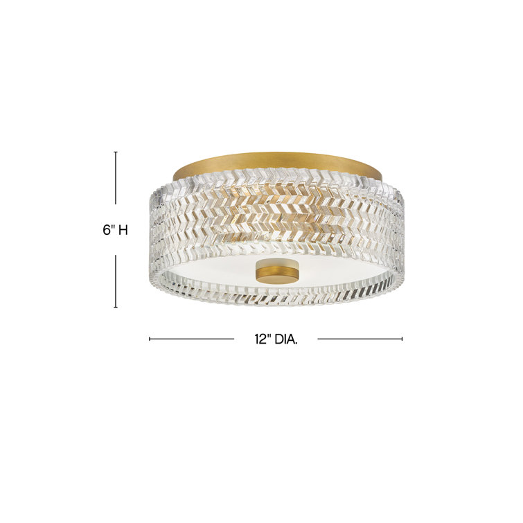 Heritage Brass and Clear Chevron Glass LED Drum Light