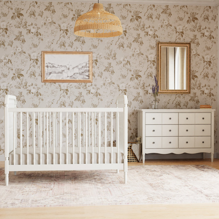 Warm White Double Dresser with Apothecary Style Drawer Fronts