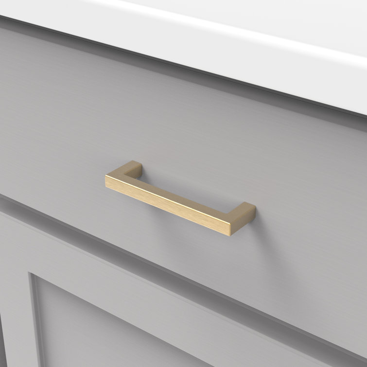 Modern Brushed Golden Brass Cabinet Handle Pulls with Mounting Hardware