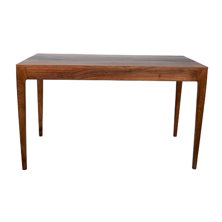 52" Burnished Brown Acacia Wood Writing Desk with Hutch and Drawer