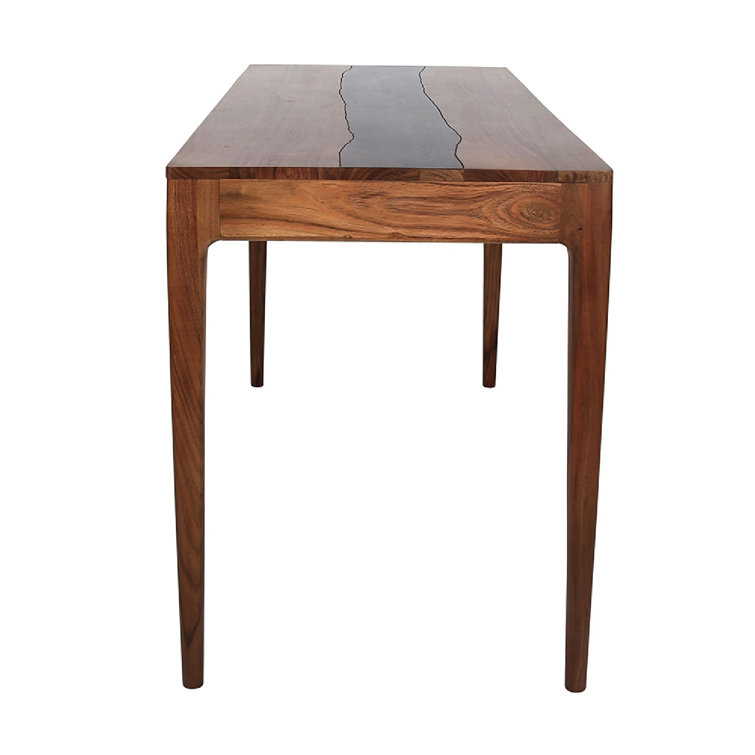 52" Burnished Brown Acacia Wood Writing Desk with Hutch and Drawer