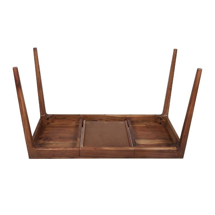52" Burnished Brown Acacia Wood Writing Desk with Hutch and Drawer
