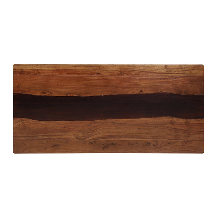 52" Burnished Brown Acacia Wood Writing Desk with Hutch and Drawer