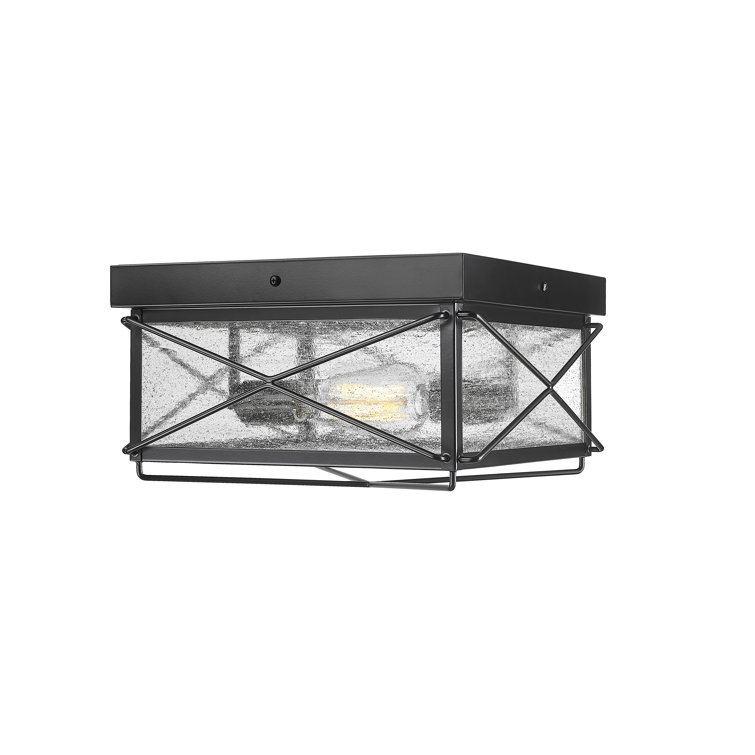 Robinson Black Glass 2-Bulb Outdoor Flush Mount Light