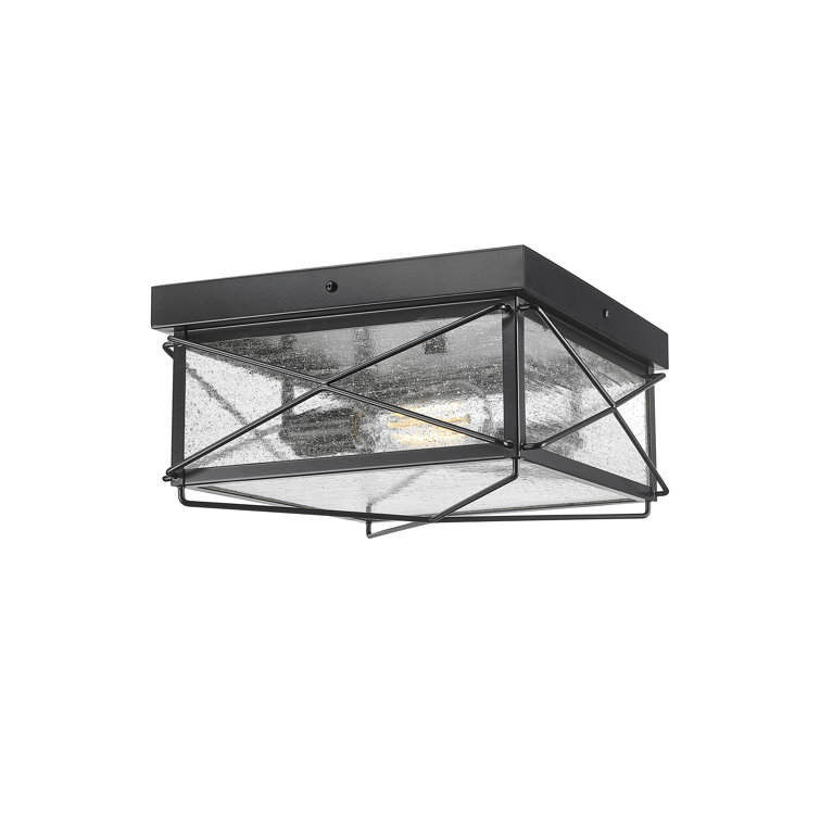 Robinson Black Glass 2-Bulb Outdoor Flush Mount Light