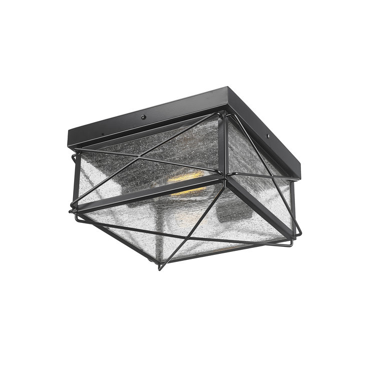 Robinson Black Glass 2-Bulb Outdoor Flush Mount Light