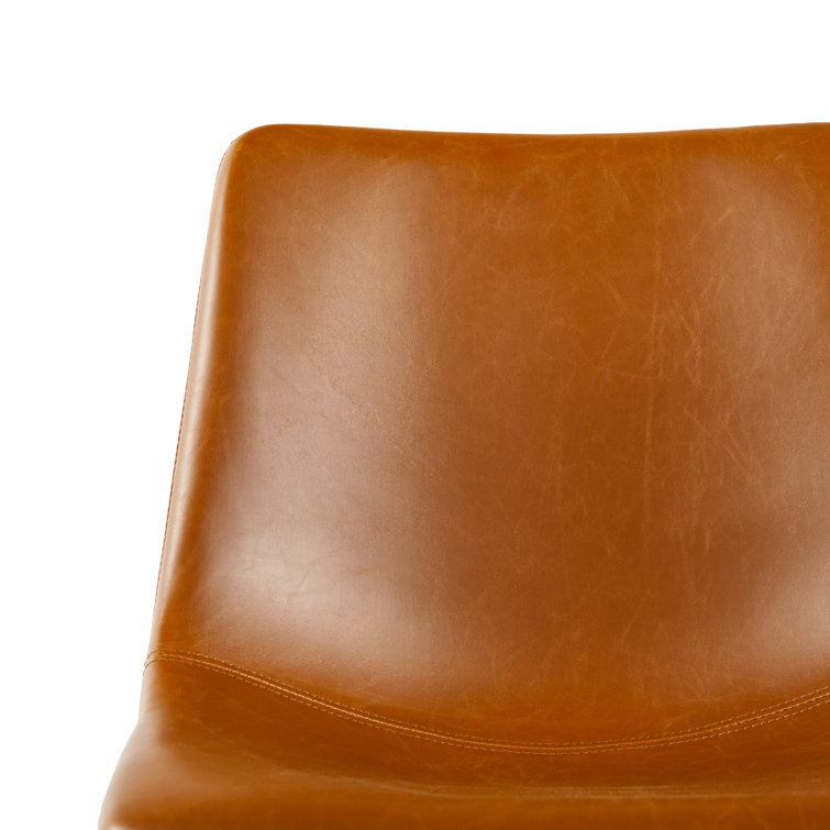 Whiskey Brown Faux Leather Upholstered Side Chair with Metal Legs