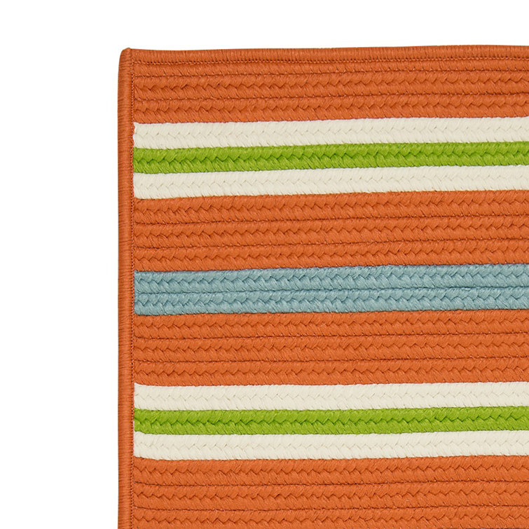 Tangerine & Blue Handmade Braided Reversible Synthetic Rug 2'x3'