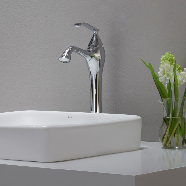 Elavo White Ceramic Square Semi-Recessed Bathroom Sink