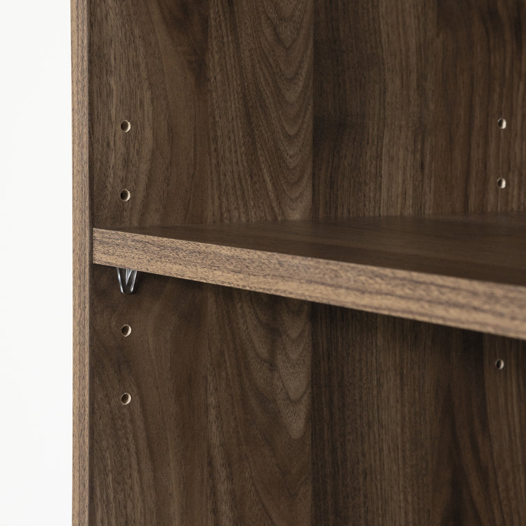 Natural Walnut Adjustable 5-Shelf Narrow Bookcase