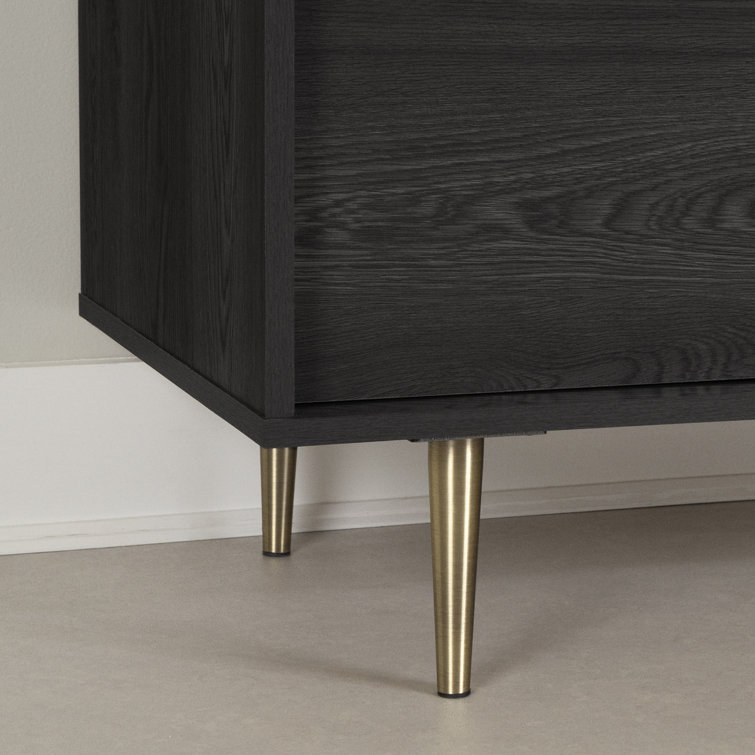 Gray Oak and Faux Carrara Marble TV Stand with Storage Cabinets