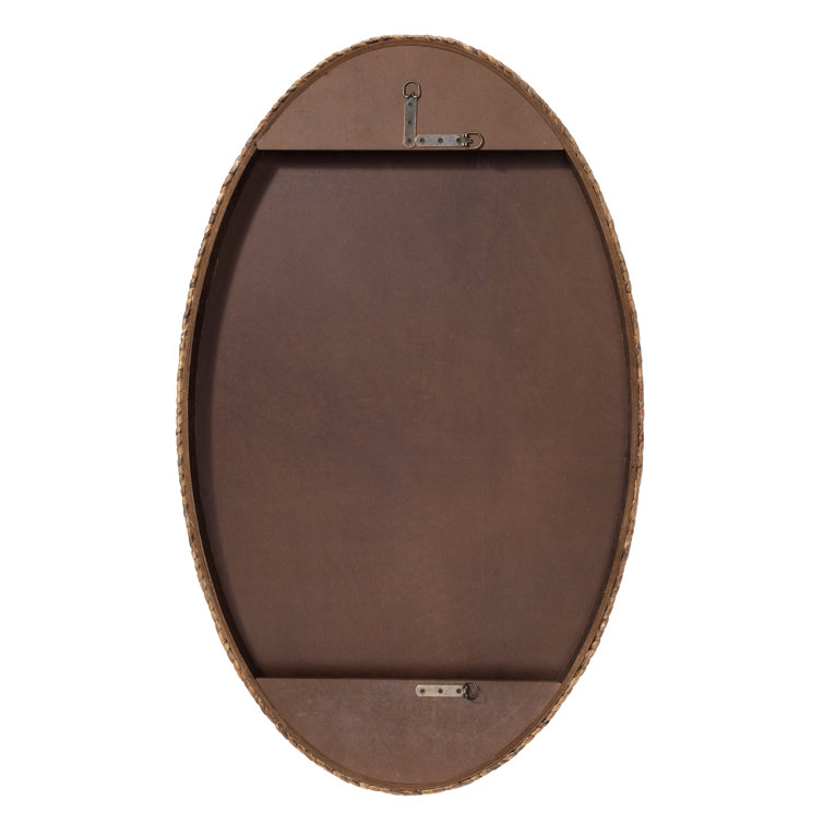 Beige Braided Oval Seagrass Accent Mirror