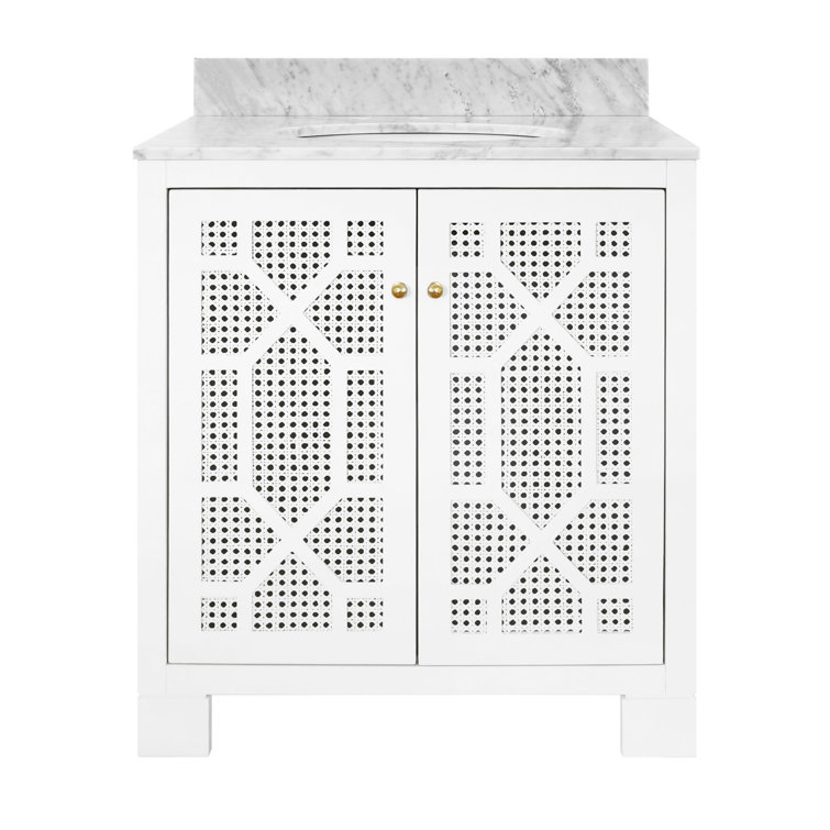 Schaffer 30.5'' White Single Bathroom Vanity with Carrara Marble Top