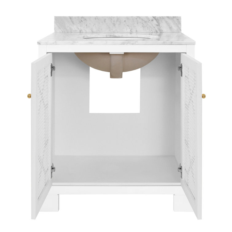 Schaffer 30.5'' White Single Bathroom Vanity with Carrara Marble Top