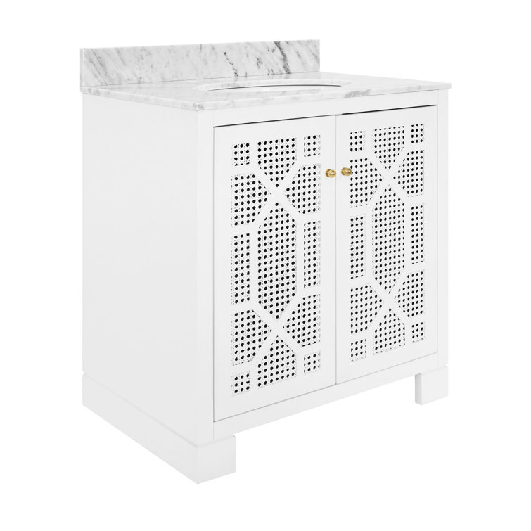 Schaffer 30.5'' White Single Bathroom Vanity with Carrara Marble Top
