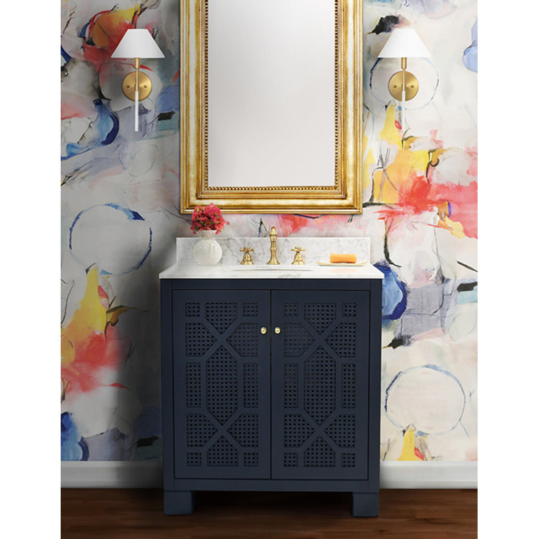 Schaffer 30.5'' White Single Bathroom Vanity with Carrara Marble Top