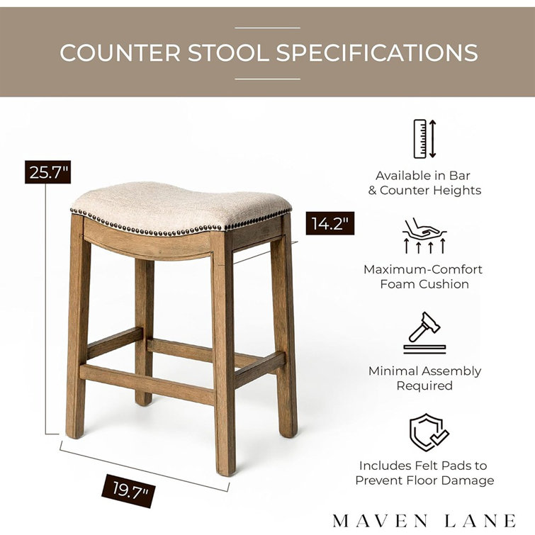 Adrien Brown Backless Saddle Wood Counter Stool