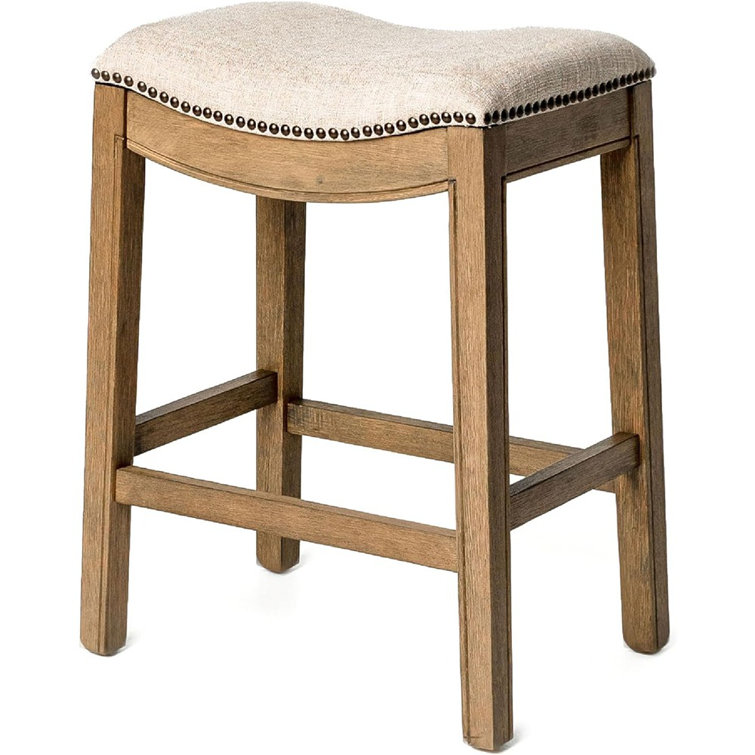 Adrien Brown Backless Saddle Wood Counter Stool