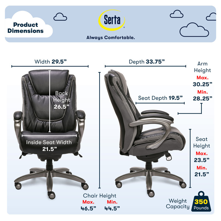 ErgoExecutive High-Back Black Leather & Wood Swivel Office Chair