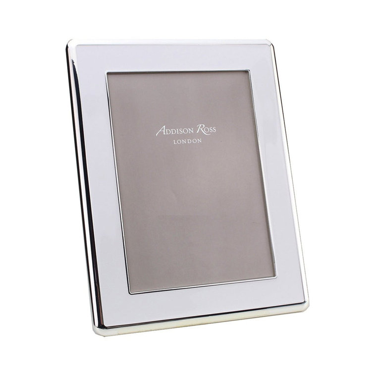 Elegant 5x7 Silver and White Enamel Tabletop Frame