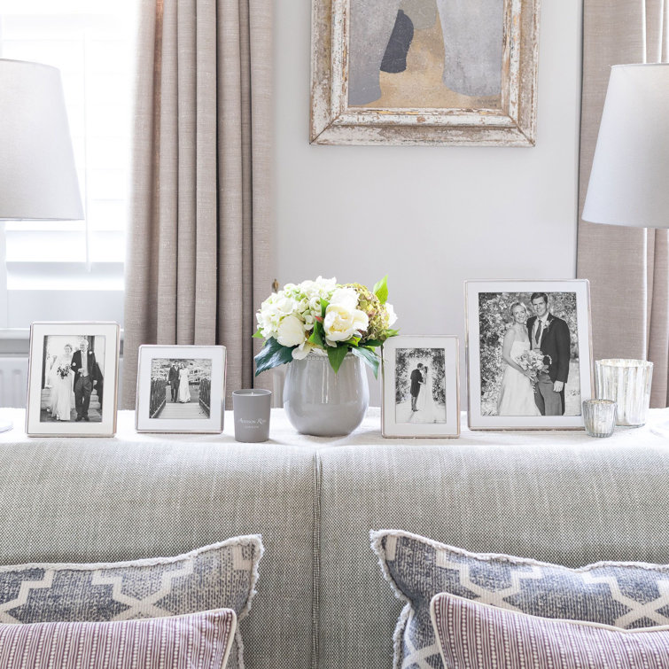Elegant 5x7 Silver and White Enamel Tabletop Frame