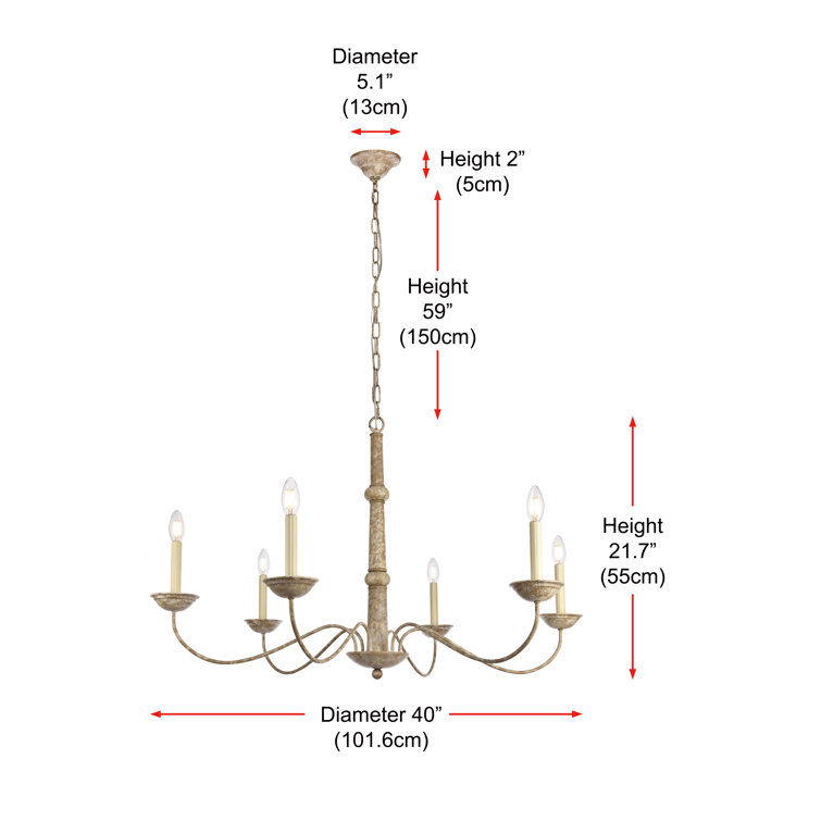 Merritt Weathered Dove 6-Light Traditional Taper Candle Chandelier