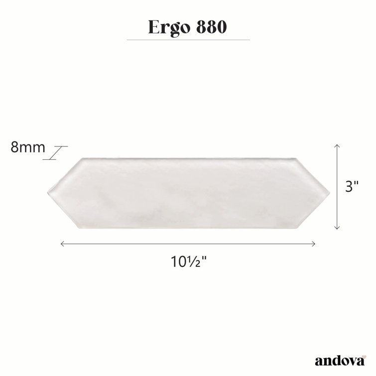 Ergo 3" x 10.5" Polished Gray Glass Hexagonal Tile