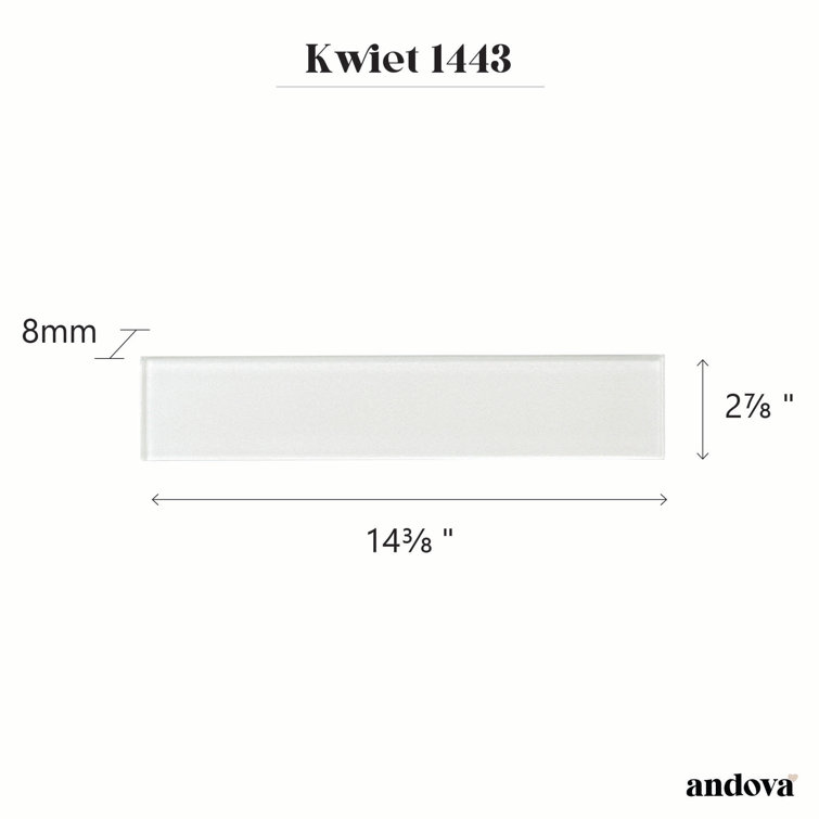 Kwiet 3" x 14" Polished White Glass Subway Tile