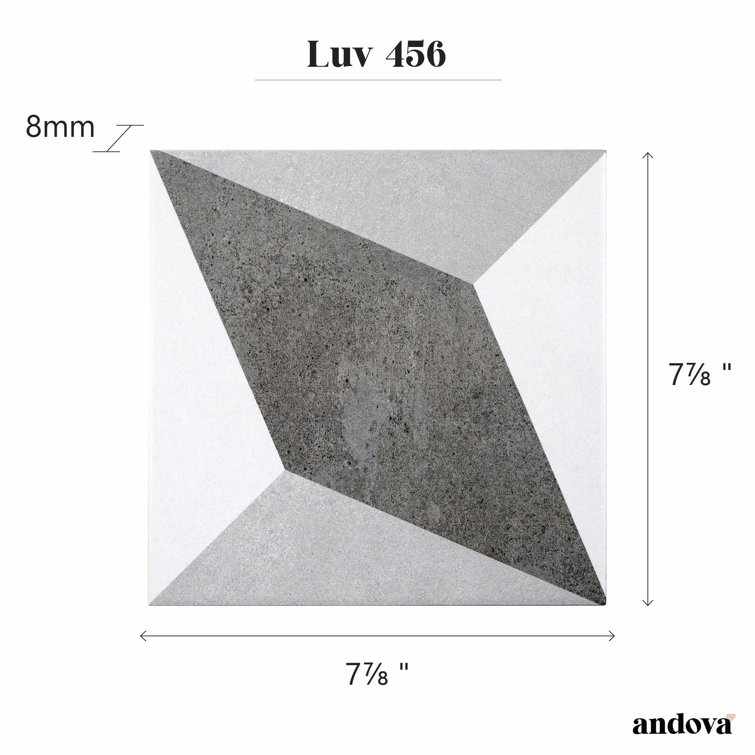Luv Tender 8" Gray Glazed Porcelain Tile