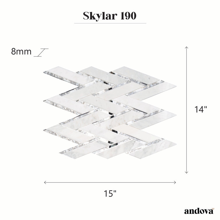 Skylar Polished Silver Chevron Marble Mosaic Tile