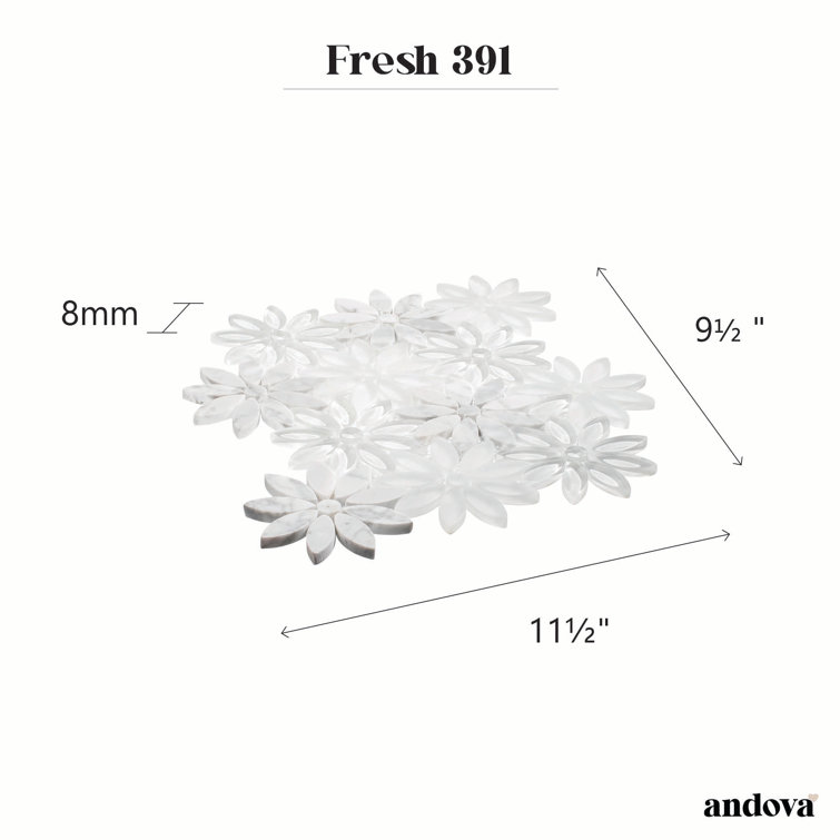 Fresh Silver Floral Pattern Marble Mosaic Tile
