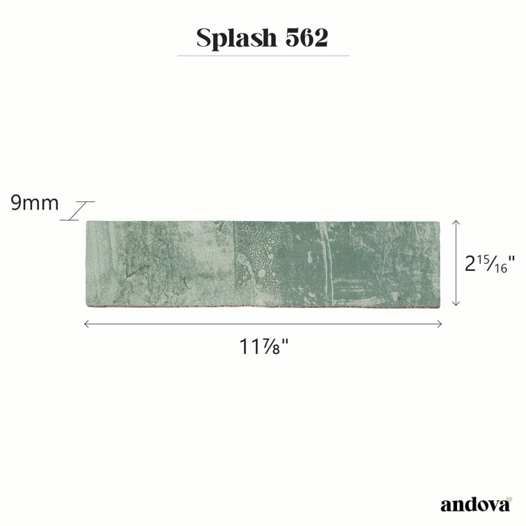 Splash Viridian Green 3" x 12" Glossy Ceramic Subway Tile