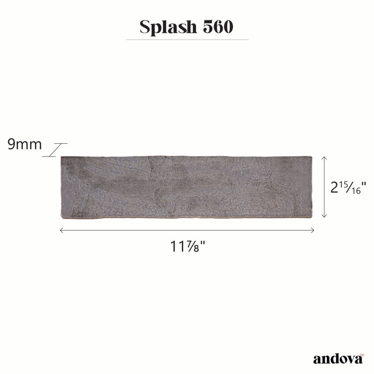 Splash Ink Black 3" x 12" Glossy Ceramic Subway Tile