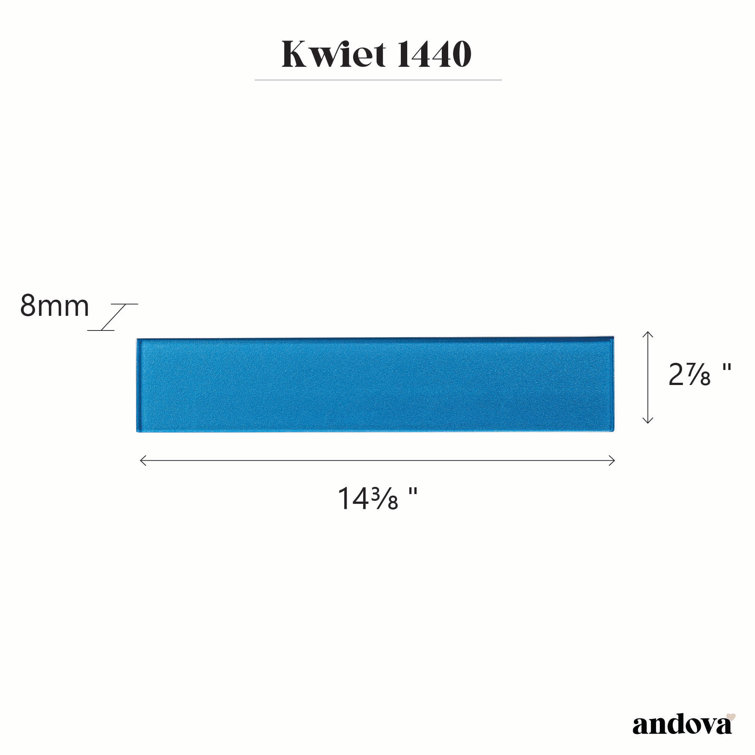 Kwiet 3" x 14" Polished Blue Glass Subway Tile