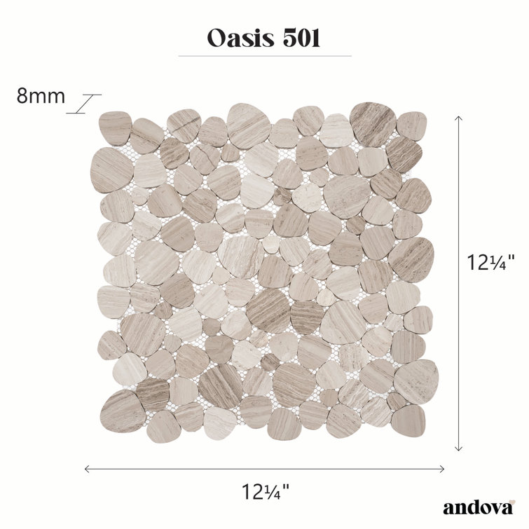 Oasis Natural Brown Marble Pebble Mosaic Tile
