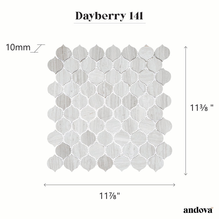 Dayberry 12" Gray Marble Arabesque Mosaic Tile