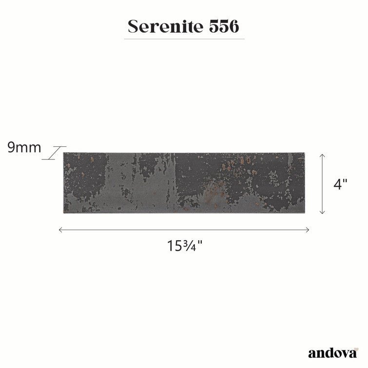 Serenite 4-in x 16-in Black Glazed Porcelain Wall Tile