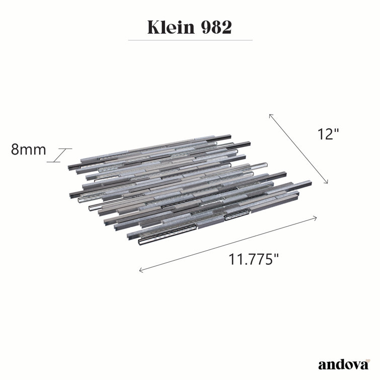 Klein-Bache Brown Aluminum and Glass Brick Mosaic Tile