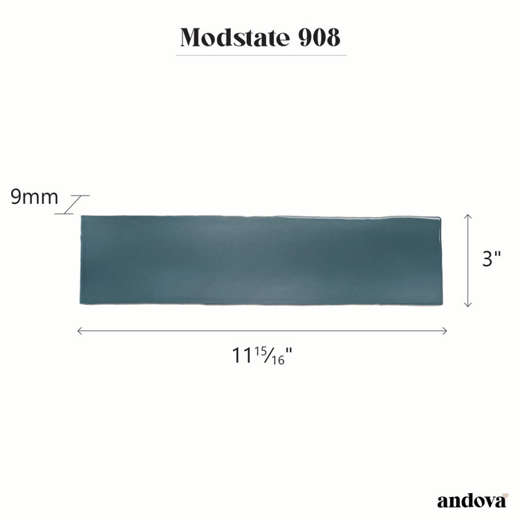 Modstate 3" x 12" Glossy Green Ceramic Subway Wall Tile